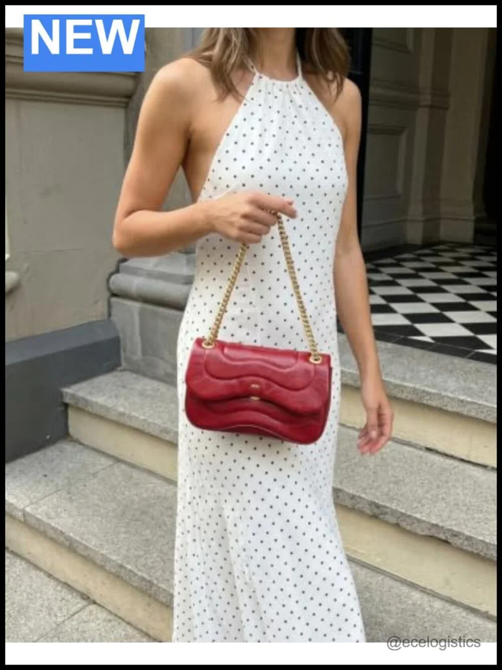 Vegan Leather Quilted Chain Crossbody Purse Push Lock Designer